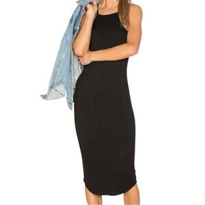 LNA Revolve Square Neck Ribbed Midi Dress